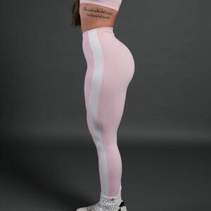 Chopper Wolf "Celine" Stripe Energy Leggings in Warm Blush
